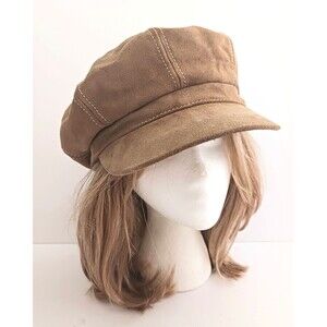 Y2K  Wilsons Leather M Jullian Camel Suede 8 Piece Newsboy Cap Sz M/L Unisex